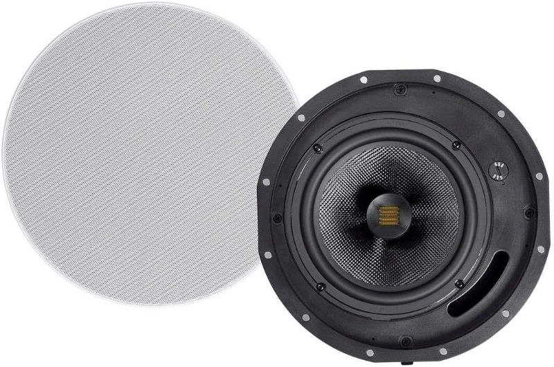 Photo 1 of Monoprice Amber 2-Way Carbon Fiber Ceiling Speakers - 6.5 Inch with Magnetic Grille and Ribbon Tweeter (Pair) Black
