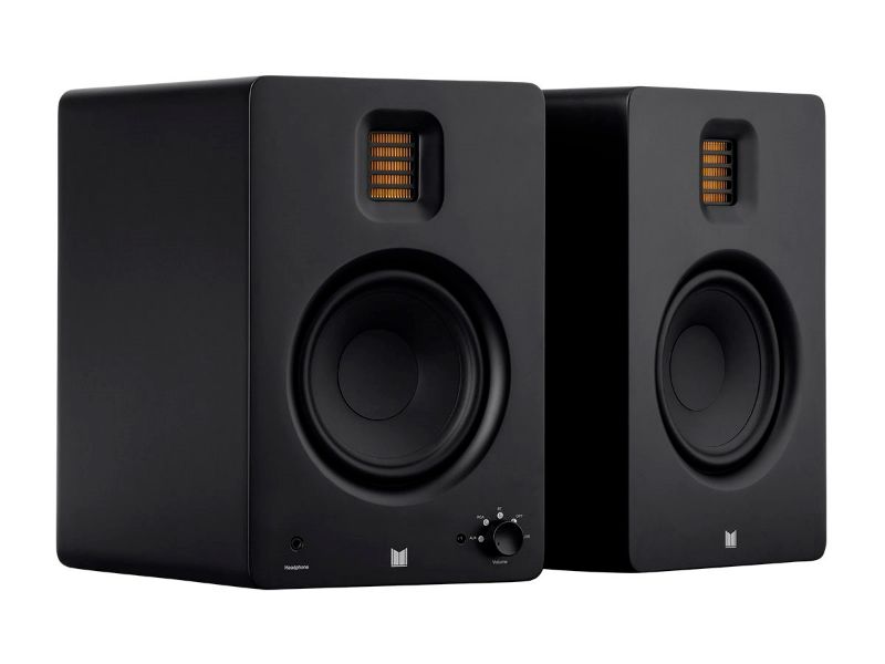 Photo 1 of Monolith by Monoprice MM-5R Powered Multimedia Speakers Ribbon Tweeter with Bluetooth with Qualcomm aptX HD Audio, USB DAC, Optical Inputs, Subwoofer Output, and Remote Control (Pair), Black
