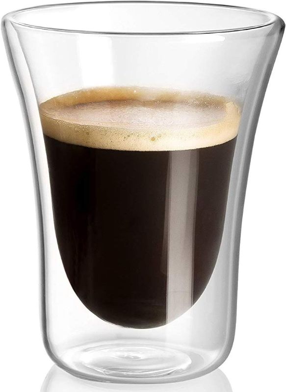Photo 1 of Jecobi Double-Wall Insulated Coffee Mug Glass Tea Espresso Cups Set of 2 - 8.5-Ounce
