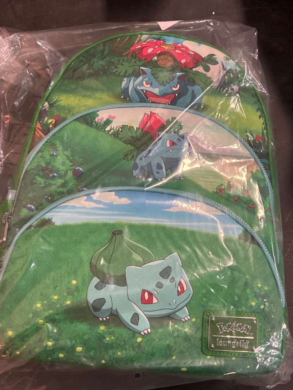 Photo 2 of Loungefly Pokemon Bulbasaur Evolutions Triple Pocket Mini Backpack