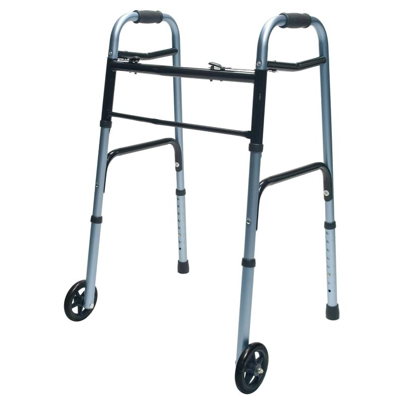 Photo 1 of MONOPRICE - ColorSelect Walker, Lightweight Folding Design for Adults & Seniors, Large, 5" Wheels, Blue

