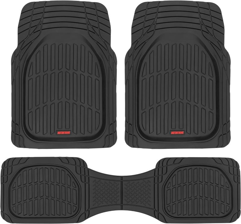 Photo 1 of Motor Trend FlexTough Floor Mats for Cars, Black Deep Dish All-Weather Mats, Waterproof Trim-To Fit Automotive Floor Mats for Cars Trucks SUV, Universal Floor Liner Car Accessories
