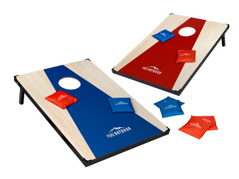 Photo 1 of Pure Outdoor by Monoprice Wood Cornhole Outdoor Game with Carrying Case
