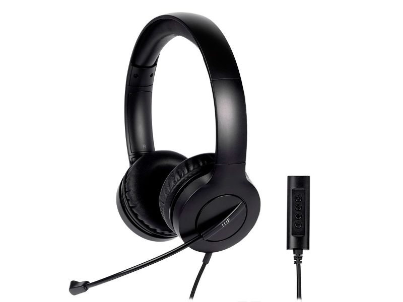 Photo 1 of Monoprice WFH 3.5mm + USB Wired On-Ear Web Meeting Headset
