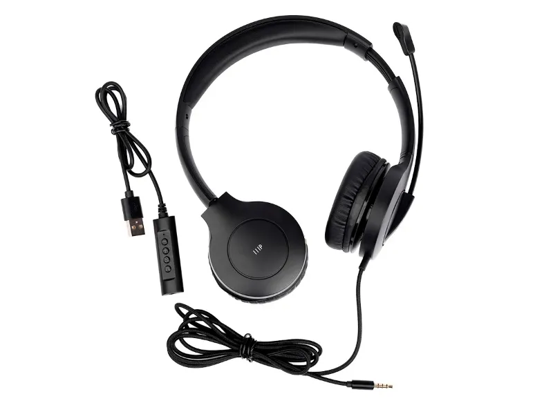 Photo 2 of Monoprice WFH 3.5mm + USB Wired On-Ear Web Meeting Headset
