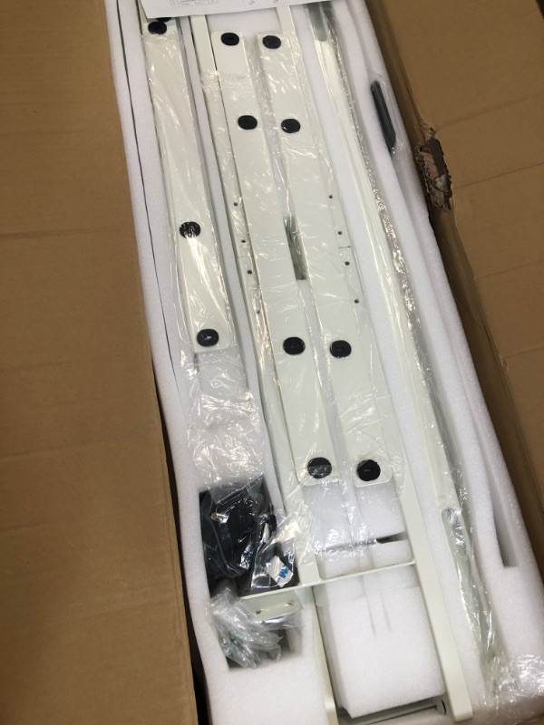 Photo 1 of Monoprice Triple-Motor Height-Adjustable Sit-Stand L-Shaped Corner Desk Frame, White 21169