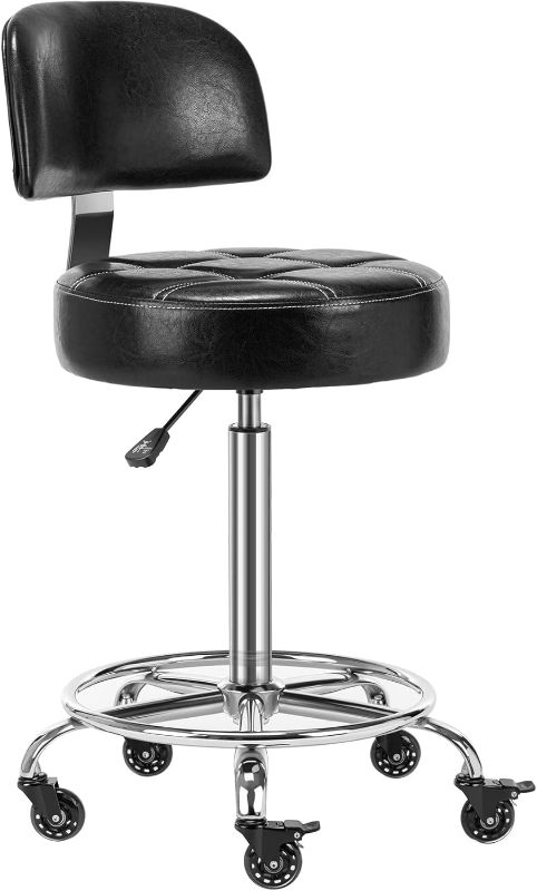 Photo 1 of CoVibrant Lockable Stool with Back and Foot Rest Ergonomic Rolling Hydraulic Adjustable Stool for Doctor Esthetician Artist Home Small Office Desk