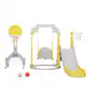 Photo 1 of 5-in-1 Kids Slide and Swing Set Toddler Climber Playset Indoor Outdoor Playground, Yellow Plus Grey