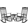 Photo 1 of VEIKOUS Black 3-Pieces Wooden Patio Outdoor Rocking Chair Set