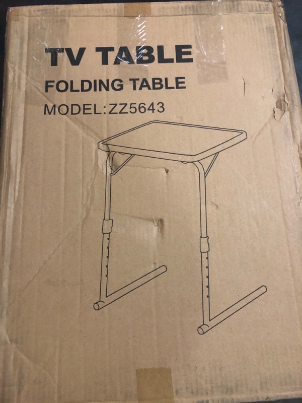 Photo 1 of TV Tray Table, Folding Tray Table for Eating with 6 Adjustable Height & 3 Tilt Angle & Cup Holder for Bed & Couch