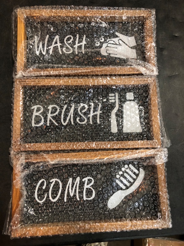 Photo 1 of 3 PIECE BATHROOM SIGNS BRUSH, WASH, COMB. 