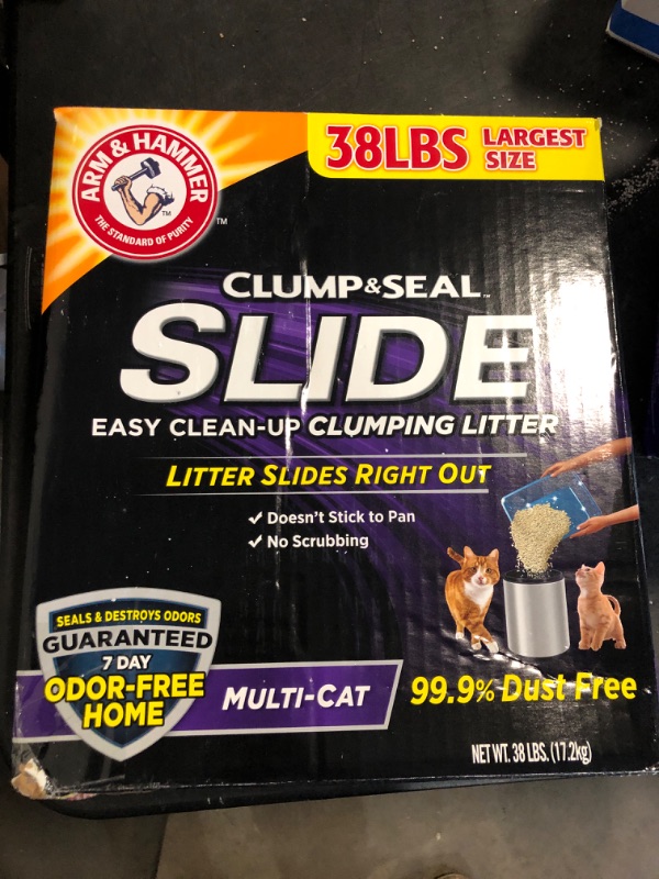 Photo 2 of Arm & Hammer SLIDE Easy Clean-Up Multi-Cat Clumping Cat Litter, 38lb
