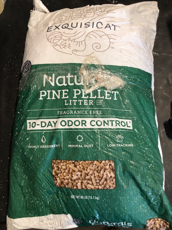 Photo 2 of ExquisiCat Naturals Multi-Cat Pine Pellet Cat Litter - Unscented, Low Dust, Low Tracking, Natural 40LB