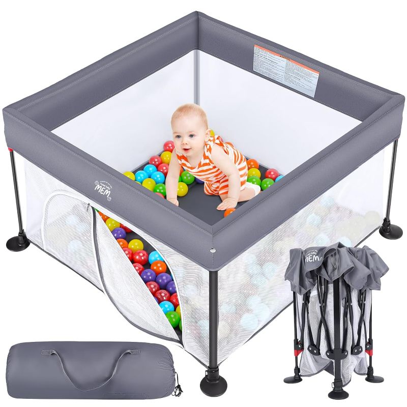 Photo 1 of MEM Baby Playpen for Toddler,Safe and Secure Play Yard for Babies,Versatile Baby Activity Center,Portable Infant playpen,Indoor & Outdoor Baby Fence with Visible Breathable Mesh