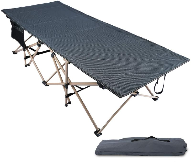 Photo 1 of Oversized Folding Camping Cot for Adults 600lbs, Large Heavy Duty Extra Wide Sleeping Cot Bed Portable with Carry Bag, Gray