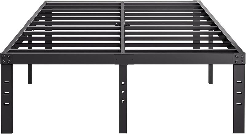 Photo 1 of COMASACH 18-Inch Queen-Bed-Frame, Tall Heavy Duty Black Metal Bed Frames No Box-Spring Needed, Easy Assembly, Under Bed Storage, Noise Free Mattress-Foundation Support up to 4000Lbs