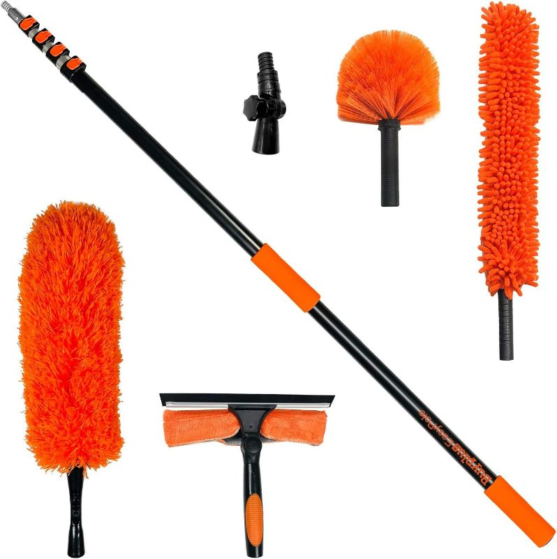 Photo 1 of  Cleaning Kit with 5-to-20 feet Purpose Extension Pole Feather Duster, Microfiber Ceiling Fan Duster, Window Squeegee, Universal Joint