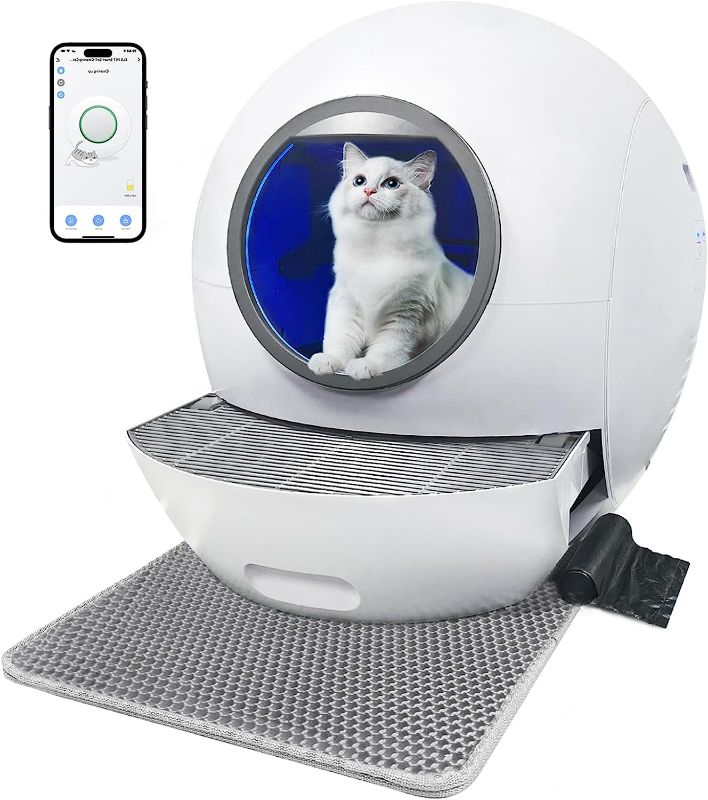 Photo 1 of KungFuPet Self-Cleaning Cat Litter Box, Automatic Cat Litter Box for Multi Cats, Extra Large Smart Litter Box with Mat & Liner, APP Control/Safety Protection/Odor Removal