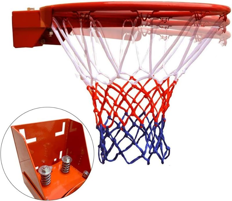 Photo 1 of THUNDERBAY 18 inch Standard Double Spring Flex Reinforced Wall Mounted Basketball Rim, Two Nylon Nets Include One Nightlight Basketball Net