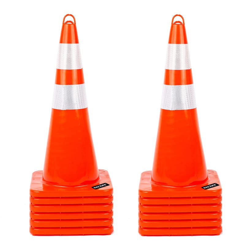 Photo 1 of 12Pack Traffic Safety Cones 28 inches with Reflective Collars, Durable PVC Orange Construction Cone for Traffic Control, Driveway Road Parking