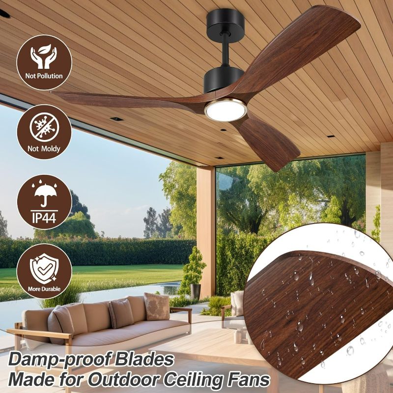 Photo 1 of BOOSANT Ceiling Fans with Lights, Ceiling Fans with Lights and Remote, 52 inch Modern Smart Ceiling Fan with Light, Outdoor Ceiling Fans for Patios 3 Blade Bedroom Living Room Porch(Dark Walnut)
