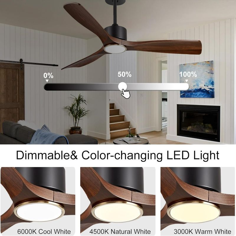 Photo 2 of BOOSANT Ceiling Fans with Lights, Ceiling Fans with Lights and Remote, 52 inch Modern Smart Ceiling Fan with Light, Outdoor Ceiling Fans for Patios 3 Blade Bedroom Living Room Porch(Dark Walnut)