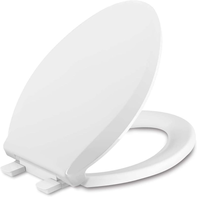 Photo 1 of Elongated Toilet Seat, Quick-Release Hinges, Slow Close, Heavy Duty, Never Loosen, Aviation Material, White(18.5”)