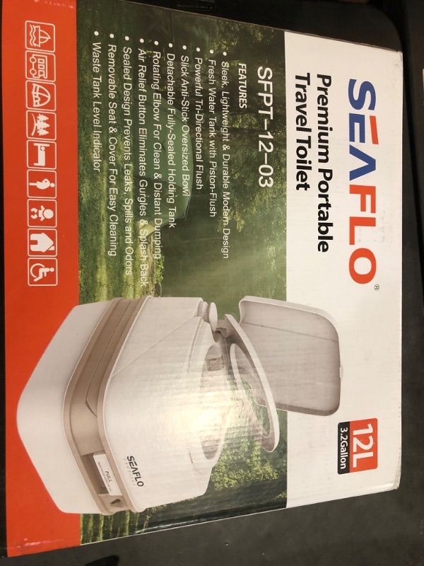 Photo 2 of SEAFLO Portable Toilet for RV, Boat, and 3.2 Gallon - White