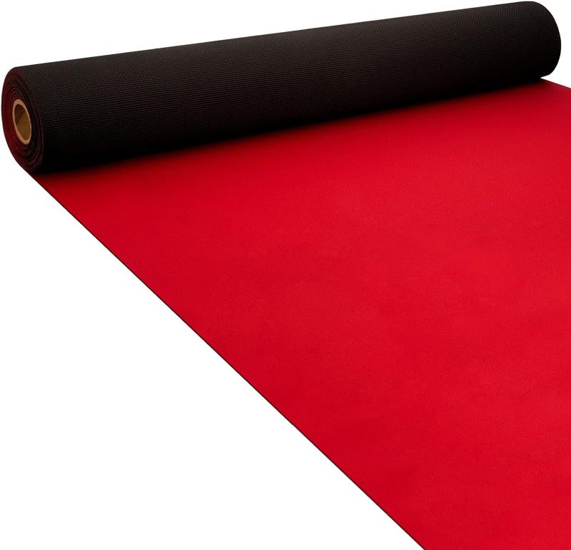 Photo 1 of Neoprene Red Carpet Runner Reusable Red Plastic Floor Runner Non Slip Rubber Backed Runner Rugs for Hallway Red Aisle Runner Carpet Roll for Wedding Party Decor Prom Business Outdoor (10 x 2.3 Ft)