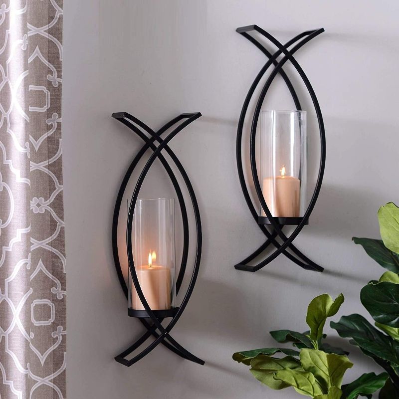 Photo 2 of Set of Two Metal Wall Sconces Home Decor Metal Wall Candle Holder Sconce (18")