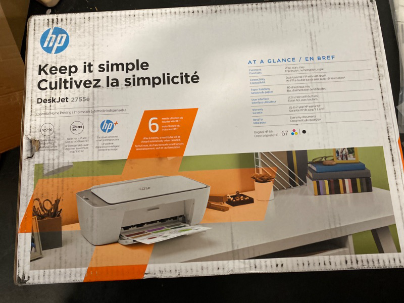 Photo 3 of HP DeskJet 2755 All-in-One Inkjet Printer Scanner & Copier w/Mobile Print, Wireless Printers for Home and Office, Instant Ink Ready, Built in WiFi, 3XV17A - White (Renewed)