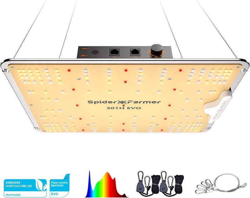 Photo 1 of Spider Farmer 2024 New EVO SF1000 LED Grow Light with Samsung LM301H EVO High Efficiency & Dimmable Lighting Full Spectrum Grow Light for Indoor Plants Veg Bloom Growing Lamps for 2x2/3x3 Grow Tent