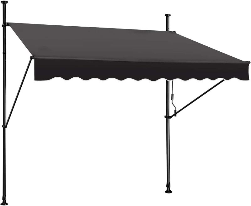 Photo 1 of STEELAID Manual Retractable Awning – 118” Non-Screw Outdoor Sun Shade – Adjustable Pergola Shade Cover with UV Protection – 100% Polyester Made Outdoor Canopy – Ideal for Any Window or Door