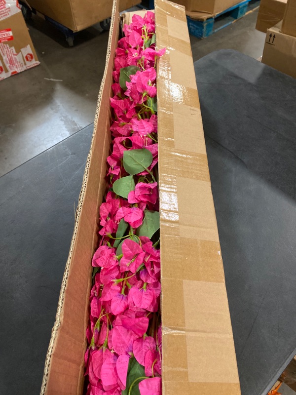 Photo 2 of 40Pcs in Bulk Artificial Bougainvillea Silk Flowers Branches Long Plant Stems 45" for Wedding Centerpieces, Bussiness Decoration Project, Indoor & Outdoor Decoration (Hot Pink - 40Pcs)