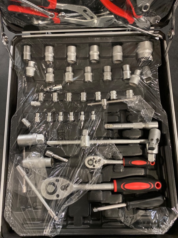 Photo 1 of Tool Set with Tool Box, Household Tool Kit, General Home/Auto Repair Tool Set, Storage Case Socket Wrench Sets for Home Maintenance, Perfect for Handyman, Homeowner, Dryer (Silver)