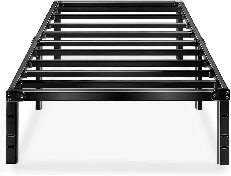 Photo 1 of HAAGEEP Black Twin Metal Bed Frame No Boxspring Needed 14 Inch Beds Frames with Storage for Kids Girls Boys, at twin 