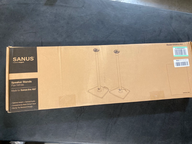 Photo 2 of Sanus Wireless Speaker Stand for Sonos Era 100™ - Pair White |, Perfect Stand Setup for Easy and Secure Mounting of New Sonos Era 100™ Speakers - OSSE12-W2 White Pair