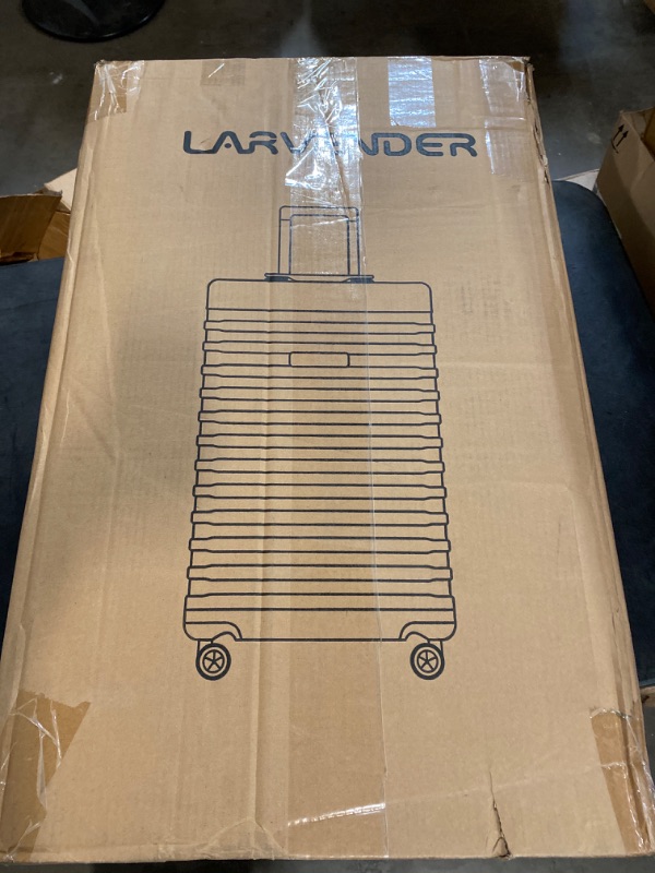 Photo 4 of LARVENDER Luggage Sets 4 Piece Expandable Hardside Durable Suitcase Sets Double Wheels TSA Lock, Green/Brown (18/20/24/28)
