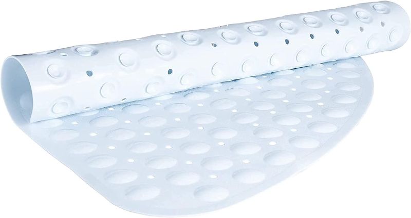 Photo 1 of TranquilBeauty Curved White Shower Mat 54x54cm/21x21in | Non-Slip, Machine-Washable Quadrant Bath Mat for Walk in Shower Tray | Shower Mats Non-Slip Suction Cups Ideal for Kids & Elderly