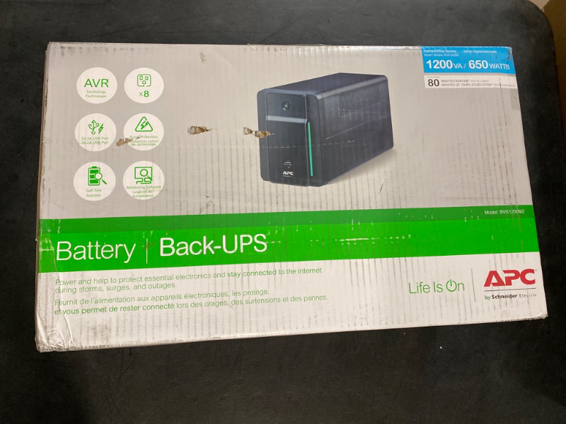Photo 2 of APC UPS 1200VA Line Interactive UPS Battery Backup, BVK1200M2 Backup Battery with AVR, 2 USB Charging Ports (Type C/Type A), Back-UPS Uninterruptible Power Supply