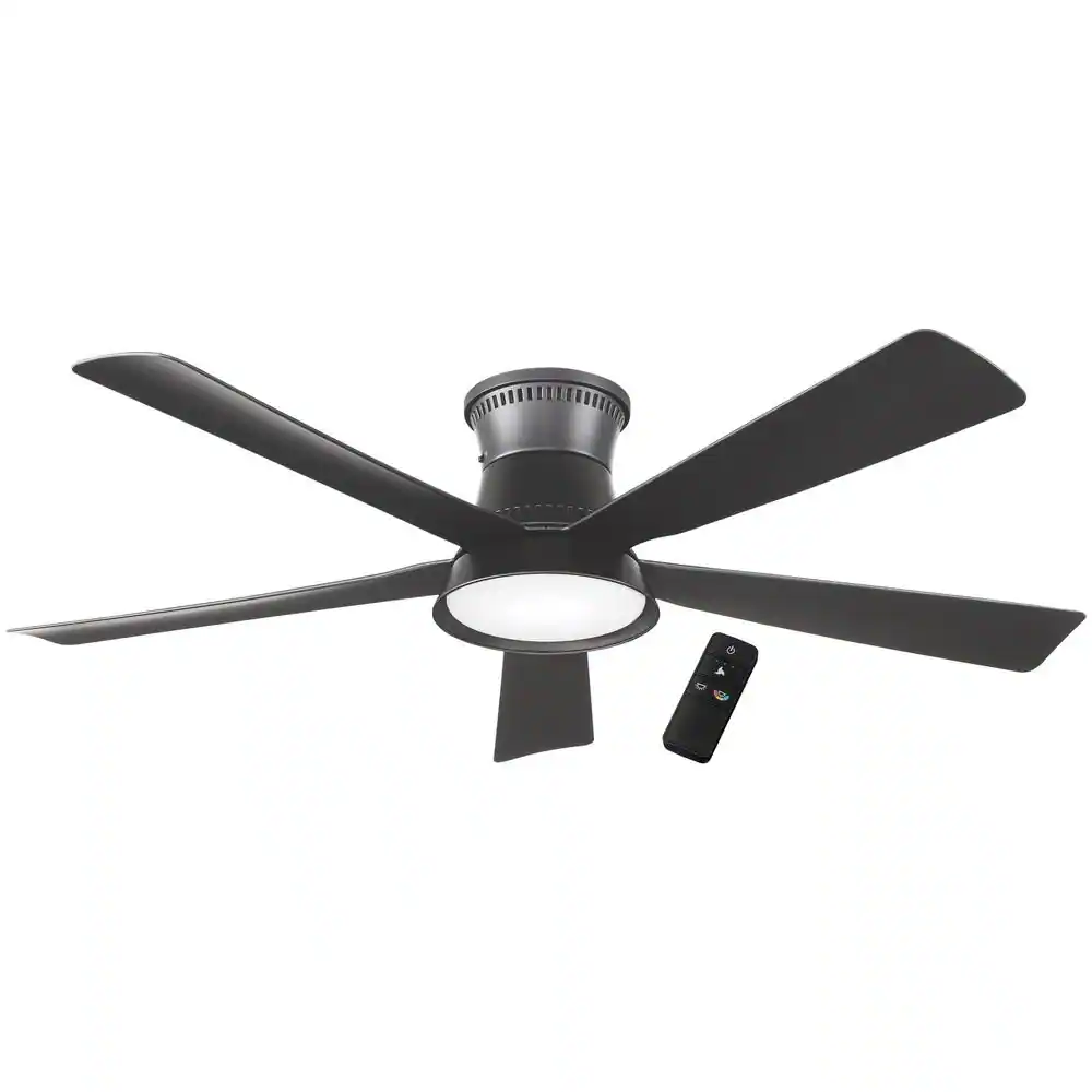 Photo 1 of Hawkspur 52 in. Integrated LED CCT Indoor/Outdoor Matte Black Ceiling Fan with Light and Remote Control