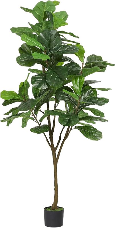 Photo 1 of VIAGDO Artificial Fiddle Leaf Fig Tree 6ft Tall 86 Decorative Faux Fiddle Leaves Fake Fig Silk Tree in Pot Artificial Tree for Home Office Living Room Bathroom Corner Decor Indoor