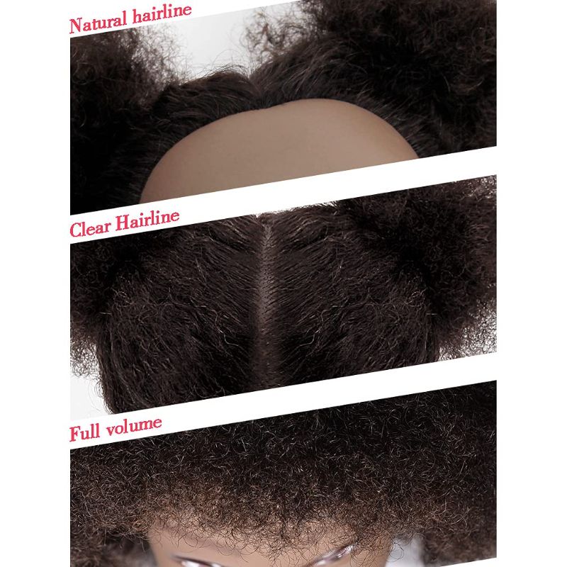 Photo 2 of Rruaneal Afro Hair Mannequin Head With 100% Human Hair Curly Cosmetology Doll Head Stand for Display Hairdresser Practice Braiding Styling Training head mannequin?2# Black 10Inch?
