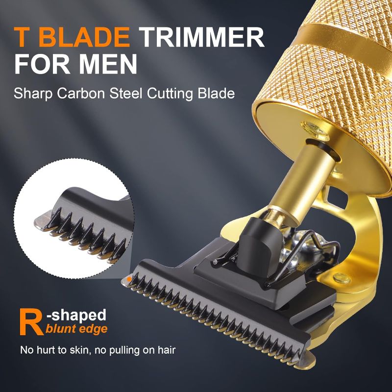 Photo 2 of Hair Clippers for Men, Beard Trimmer Zero Gapped Cordless Hair Trimmer T-Blade Trimmer Mens Hair Clippers Shaver Edgers Clippers Grooming Kit with Guide Combs Gifts for Men (Gold)