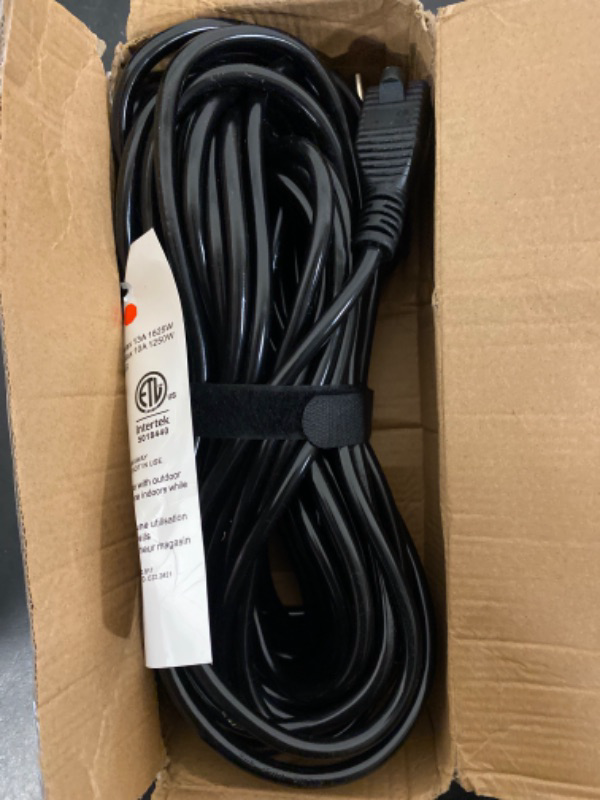 Photo 2 of Black Outdoor Extension Cord 50 ft 16/3 Gauge Waterproof, Cold Weatherproof -58°F, Flame Retardant, Flexible 3 Prong Heavy Duty Electric Cord for Lawn Office,13A 1625W 16AWG SJTW, ETL Listed PlugSaf 50 Foot