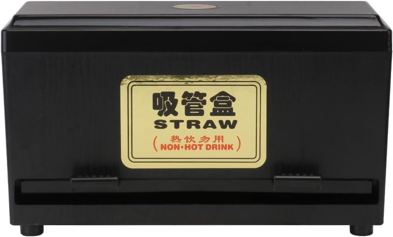 Photo 1 of 1pc Straw Dispenser Pressing Type Straw Box Plastic Drinking Straw Holder Straw Storage Box Pearl Milk Tea Straw Organizer for Bar Restaurant Coffee Store