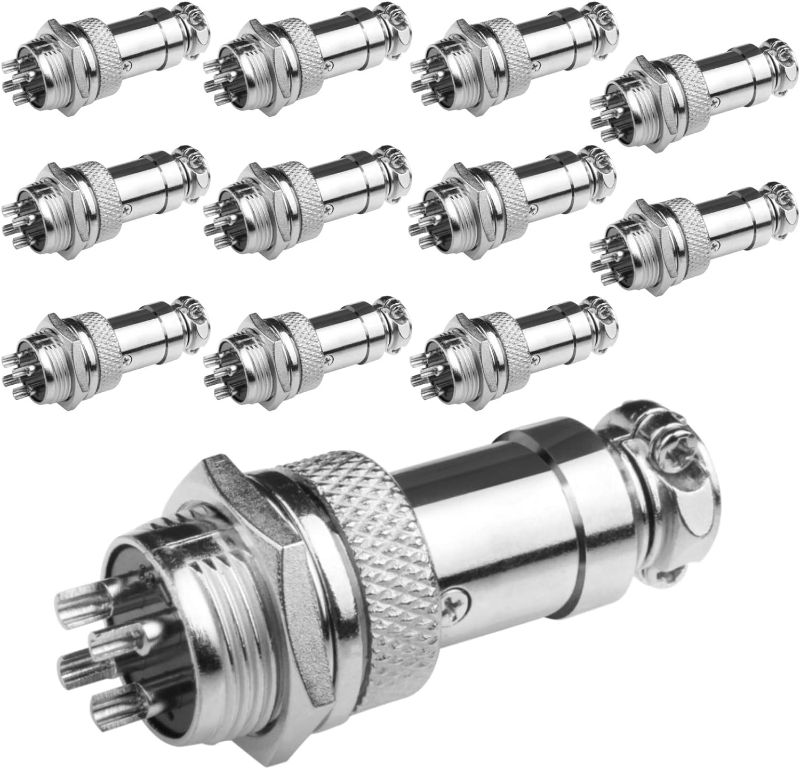 Photo 1 of Aviation Plug Connector 12 Pairs GX16-4 Aviation Plug Male Female Panel Metal Wire Connector 16mm Socket (12 Pcs Male+12 Pcs Female 4 Pins Aviation Plug)