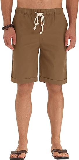 Photo 2 of Sailwind Men’s Linen Shorts Casual Drawstring Summer Beach Shorts size Small 