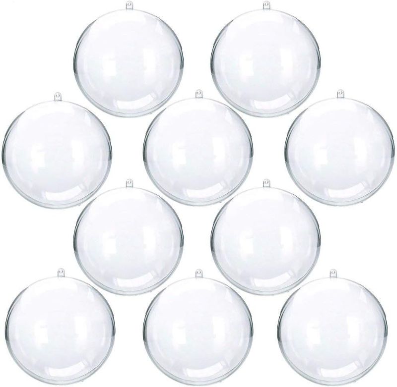 Photo 1 of Clear Plastic Fillable Christmas DIY Craft Ball Ornament - Pack of 20