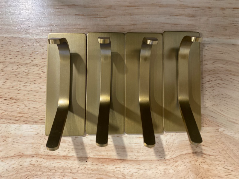 Photo 2 of YIGII Towel Hooks/Adhesive Hooks - Brushed Gold Wall Hooks for Hanging Coat, Hat, Towel Robe Hook, Bathroom and Bedroom